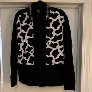 Brain Dead Black White Cow Print Shirt Jacket Chore Coat